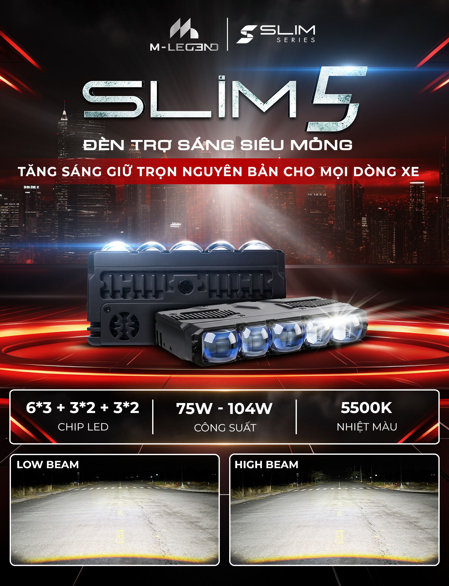 SLIM 5 được thiết kế mỏng gọn cùng với ánh sáng dịu êm cho mắt